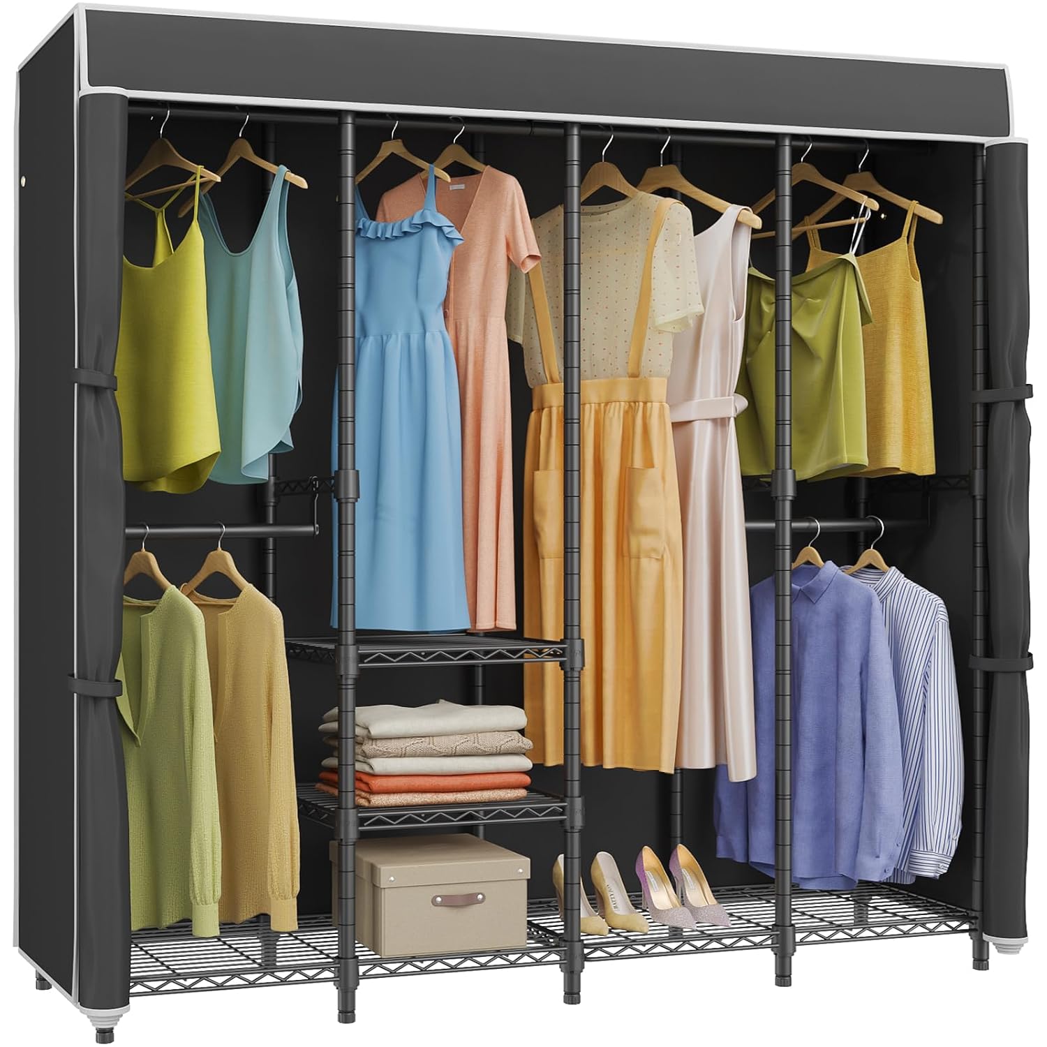 Porte-vêtements de taille moye - Wardrobe Closet Portable Fabric Cover avis et prix