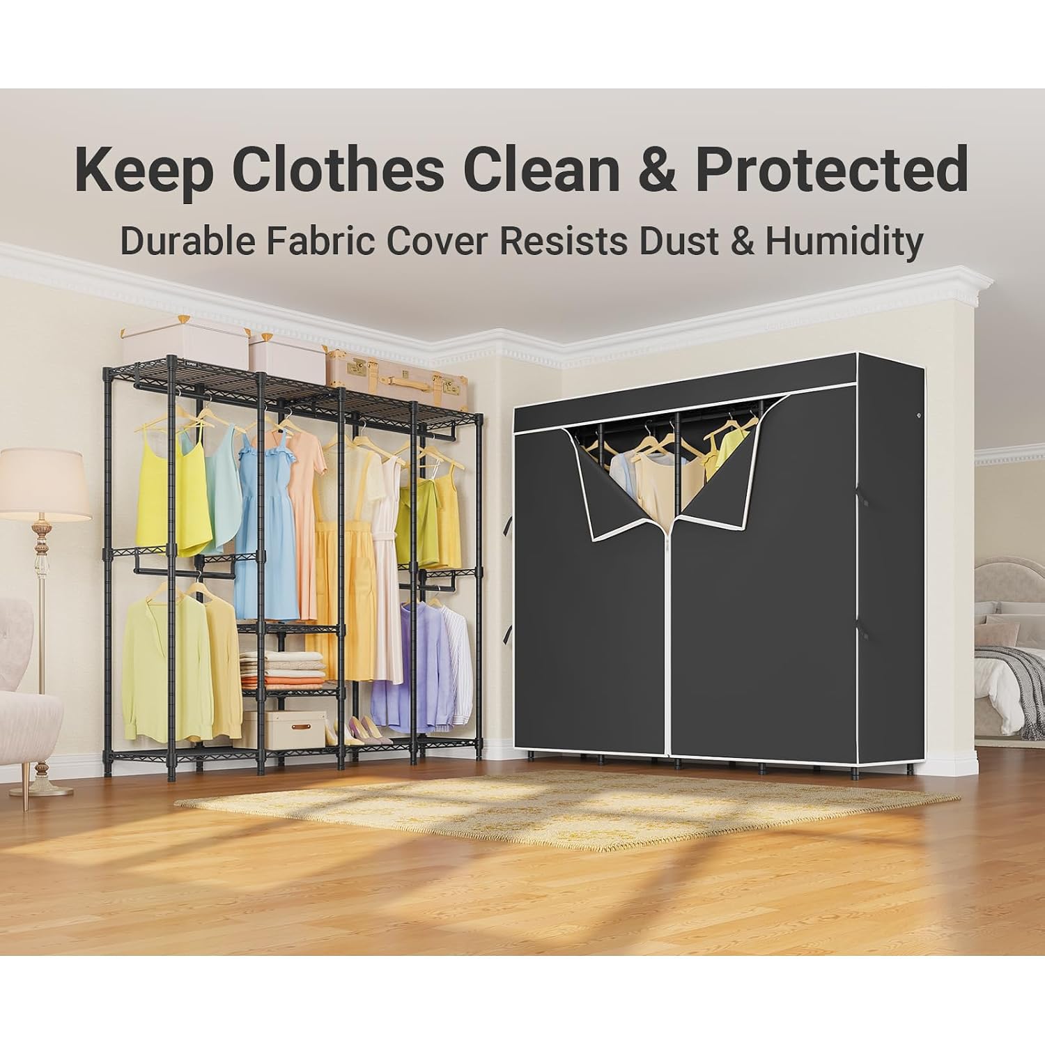 Porte-vêtements de taille moye - Wardrobe Closet Portable Fabric Cover avis et prix