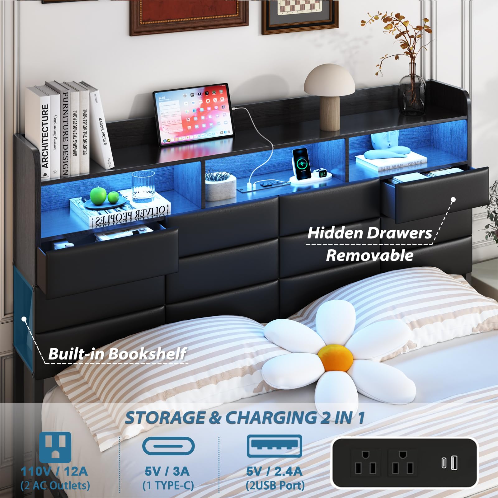 Cadre de lit King Size avec ti - King Size Bed Frame With Storage Drawers avis et prix