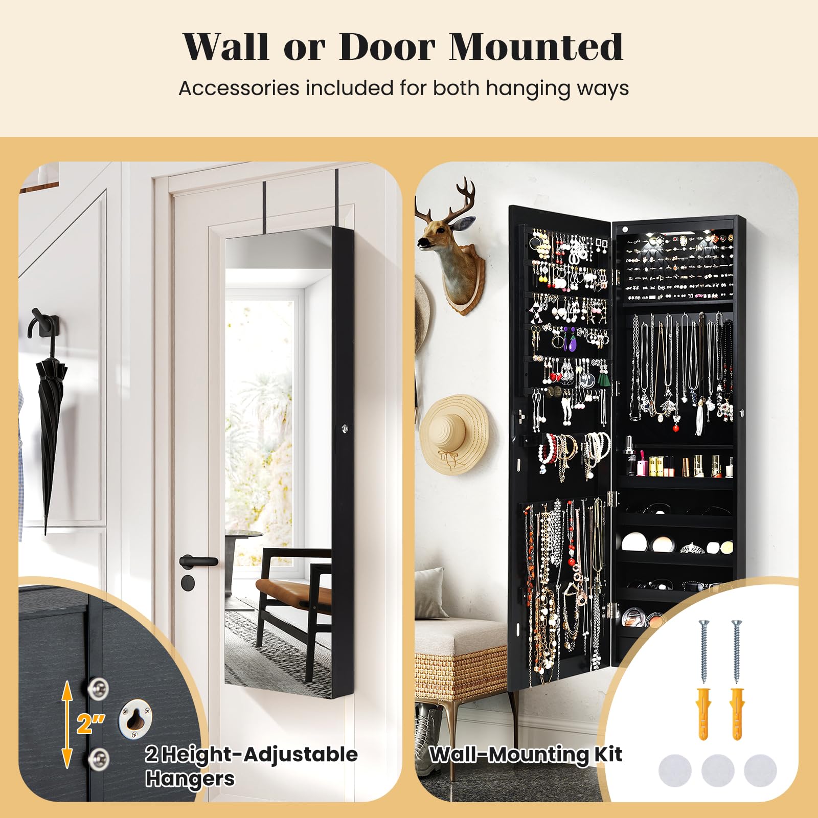 Armoire à bijoux à fixer au mu - Full Length Mirror Jewelry Armoire avis et prix