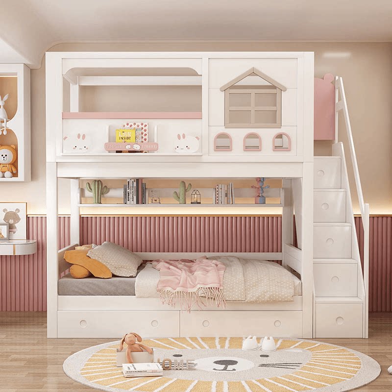 Lit superposé moderne en bois  - Bunk Bed With Stairs And Slide avis et prix