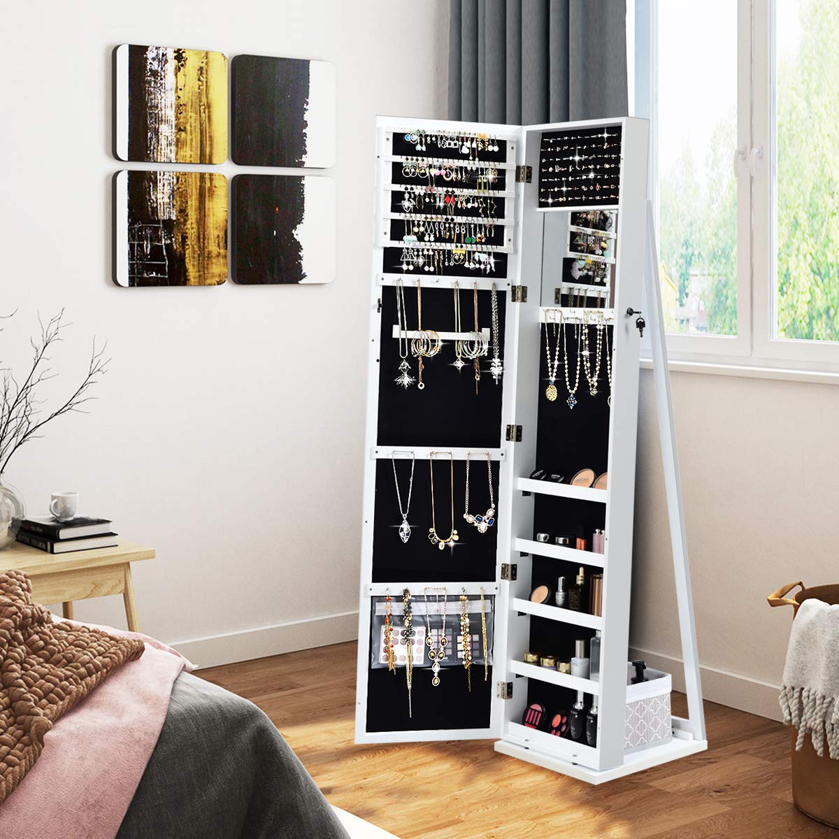 Armoire à bijoux sur pied avec - Full Length Mirror Jewelry Armoire avis et prix