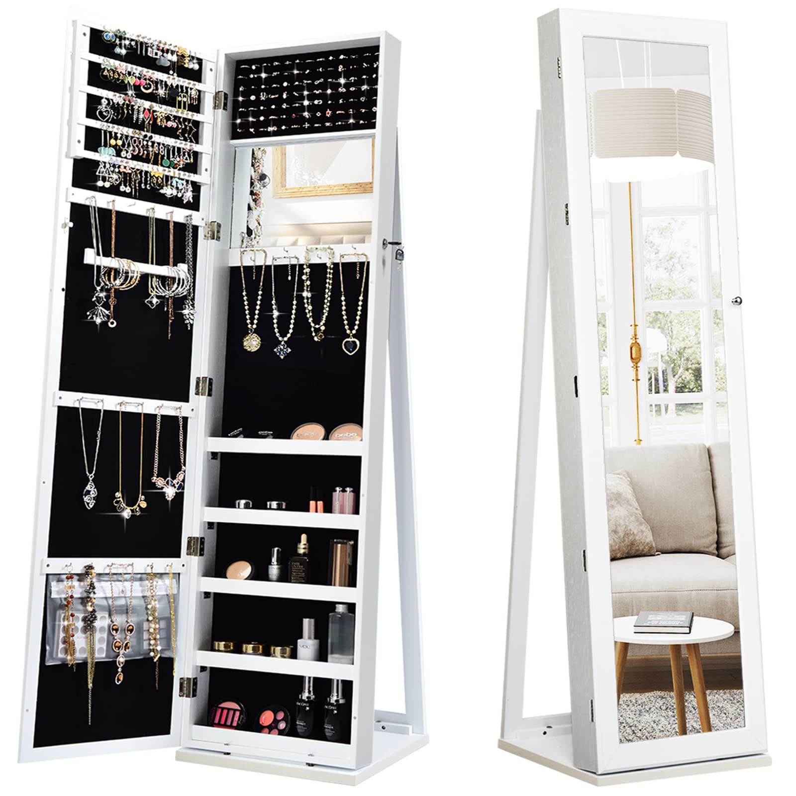 Armoire à bijoux sur pied avec - Full Length Mirror Jewelry Armoire avis et prix